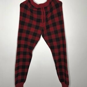 American Eagle Red and Black Plaid Joggers